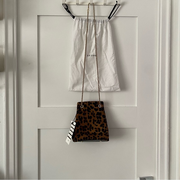 BNWT Sezane 🐆 Hope bag in Leopard Pony Hair auth card discontinued mob wife - Picture 3 of 8